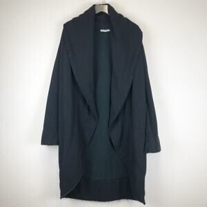 Bryn Walker Wrap Coat Bamboo Blend Shawl Collar Oversized Lagenlook Jacket Black